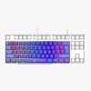 Customized high-throughput blue-purple keycaps spliced with black keyboard, cool male e-sports mechanical keyboard with colorful lighting effects