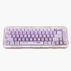 Low latency, fast response, well-designed keyboard with cute girly shades of purple and white keycaps, cartoon pattern prints and cute fonts