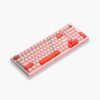 Practical white keyboard with light and soft red lighting effect, white and red injection molded keycaps and multi-function knobs